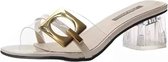 Modieuze sandalen met transparante dikke bodem voor dames (kleur: beige, maat: 37)