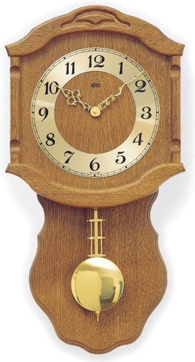 AMS eikenhouten wandklok met quartz-slinger uurwerk