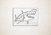 Wanddecoratie - Wandpaneel haai - XS - 21x30cm - EssenhoutWit - muurdecoratie - Line Art