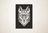 Line Art - Wolf vierkant 3 - S - 60x42cm - Zwart - geometrische wanddecoratie