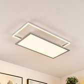 Lucande - LED plafondlamp- met dimmer - 1licht - ijzer, aluminium, kunststof - H: 5 cm - zilver - Inclusief lichtbron