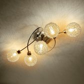 Lindby - LED plafondlamp - 5 lichts - metaal, glas - H: 30 cm - G9 - zilver, chroom - A+ - Inclusief lichtbronnen
