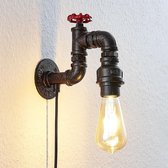 Lindby - wandlamp - 1licht - metaal - H: 18 cm - E27 - zwart goud geborsteld
