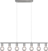 LED Hanglamp - Iona Zuncka - E27 Fitting - 7-lichts - Rechthoek - Mat Nikkel - Aluminium