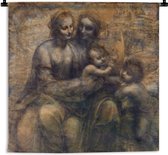 Wandkleed Da Vinci - Maria met kind en Sint-Anna - Leonardo da Vinci Wandkleed katoen 60x60 cm - Wandtapijt met foto
