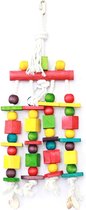 Happy pet speelgoed block n beads papegaai - 45x16 cm - 1 stuks