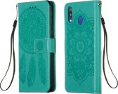 Voor Galaxy M20 Dream Catcher afdrukken Horizontale flip lederen tas met houder & kaartsleuven & portemonnee & lanyard (groen)