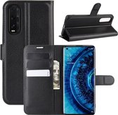 Voor OPPO Find X2 Litchi Texture Horizontal Flip PU lederen beschermhoes met houder & kaartsleuven & portemonnee (zwart)