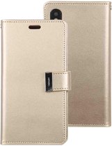 GOOSPERY RICH DAGBOEK Crazy Horse Texture horizontale flip lederen case voor iPhone XS, met kaartsleuven en portemonnee (goud)