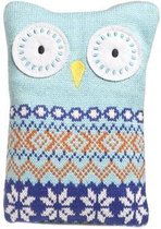 Cosy&Trendy Kersenpitkussen uil - blauw - 16 x 20 cm