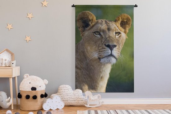 Tapisserie Lions - Jeune lionne Tapisserie coton 120x180 cm - Tapisserie avec photo XXL / Groot format !