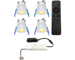 Set van 4 Milano inbouwspots 12V - IP65 waterdicht - 2700K warm wit - 3 Watt 200 lumen - RVS - Verandaverlichting - Dimbaar