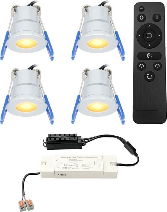 Set van 4 Milano inbouwspots 12V - IP65 waterdicht - 2700K warm wit - 3 Watt 200 lumen - RVS - Verandaverlichting - Dimbaar