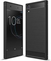 Voor Sony Xperia XA1 Ultra Brushed Texture Koolstofvezel Schokbestendig TPU Rugged Armor Beschermhoes (Zwart)