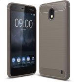 Voor Nokia 2 geborstelde textuur koolstofvezel schokbestendig TPU Rugged Armor beschermhoes (grijs)