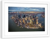 Foto in frame ,  New York vanuit de lucht  ,120x80cm , Multikleur , wanddecoratie