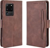 Voor Galaxy S20 Ultra / S20 Ultra 5G portemonnee-stijl Skin Feel Calf Pattern lederen tas met apart kaartslot (bruin)