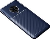 Voor Vivo S6 Carbon Fibre Texture Shockproof TPU Case (Blauw)