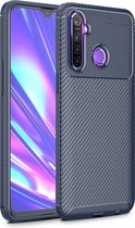 Voor OPPO Realme 5 koolstofvezel textuur schokbestendige TPU case (blauw)