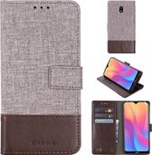 Voor Xiaomi Redmi 8A MUMXA MX102 Horizontale flip canvas stiksels lederen tas met houder & kaartsleuven & portemonnee (bruin)