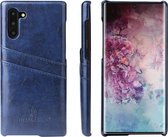 Fierre Shann Retro Oil Wax Texture PU lederen tas met kaartsleuven voor Galaxy Note 10 (blauw)