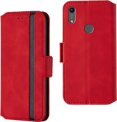 Voor Huawei Y6 (2019) / Honor 8A Retro Frosted Oil Side Horizontal Flip Case met houder en kaartsleuven (rood)