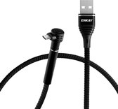 ENKAY ENK-CB305 2.4A USB naar micro-USB Doektextuur Ronde kabel Gegevensoverdracht Oplaadkabel met houderfunctie, lengte: 1m (zwart)