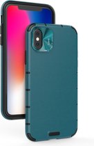 Voor iPhone XS Max schokbestendig graan leer PC + TPU Case (blauw)