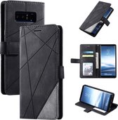 Voor Samsung Galaxy Note 8 Skin Feel Splicing Horizontale flip lederen tas met houder & kaartsleuven & portemonnee & fotolijst (zwart)