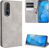 Voor Oppo Reno3 Pro Retro-skin Business Magnetische Suction Leather Case met houder & kaartsleuven & portemonnee (grijs)