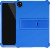 Voor iPad Pro 11 inch ï¼ˆ2018ï¼‰ Tablet PC siliconen beschermhoes met onzichtbare beugel (donkerblauw)