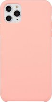 Voor iPhone 11 Pro effen kleur stevige siliconen schokbestendige hoes (roze)