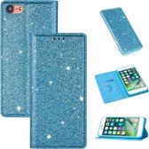 Voor iPhone 8/7 ultradunne glitter magnetische horizontale flip lederen tas met houder en kaartsleuven (hemelsblauw)