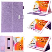 Voor iPad 5/6/7/8/9 Zakelijke stijl Horizontale lederen flip-hoes met houder & kaartsleuf & fotolijst & portemonnee & draagriem & slaap- / wekfunctie (paars)