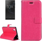 Voor Sony Xperia L1 Crazy Horse Textuur Horizontale Flip Leren Case met Houder & Kaartsleuven & Portemonnee & Fotolijst (Magenta)