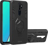 Voor OPPO A9 (2020) 2 in 1 Armor Knight Series PC + TPU beschermhoes met onzichtbare houder (zwart)