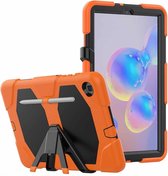 Voor Samsung Galaxy Tab S6 Lite P610 schokbestendige kleurrijke siliconen + pc-beschermhoes met houder en pen-sleuf (oranje)