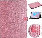 Voor Samsung Galaxy Tab S6 T860 Love Buckle Glitter Horizontal Flip Leather Case met houder & kaartsleuven (roze)