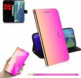 Voor Samsung Galaxy Note20 GeÃ¯miteerd Spiegel Oppervlak Horizontale Flip Lederen Case met Houder & Kaartsleuven & Portemonnee & Lanyard (Kleurverloop)