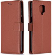 Voor Xiaomi Redmi Note 9 Pro / Note 9s / Note 9 Pro Max Litchi Texture Horizontal Flip Leather Case met houder & kaartsleuven & portemonnee & fotolijst (bruin)