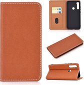 Voor Xiaomi Redmi Note 8 effen kleur magnetische horizontale flip lederen tas met kaartsleuf en houder (bruin)