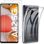 Samsung Galaxy A42 Hoesje - Samsung A42 Transparant TPU Backcover Met 2pack glazen Screenprotector