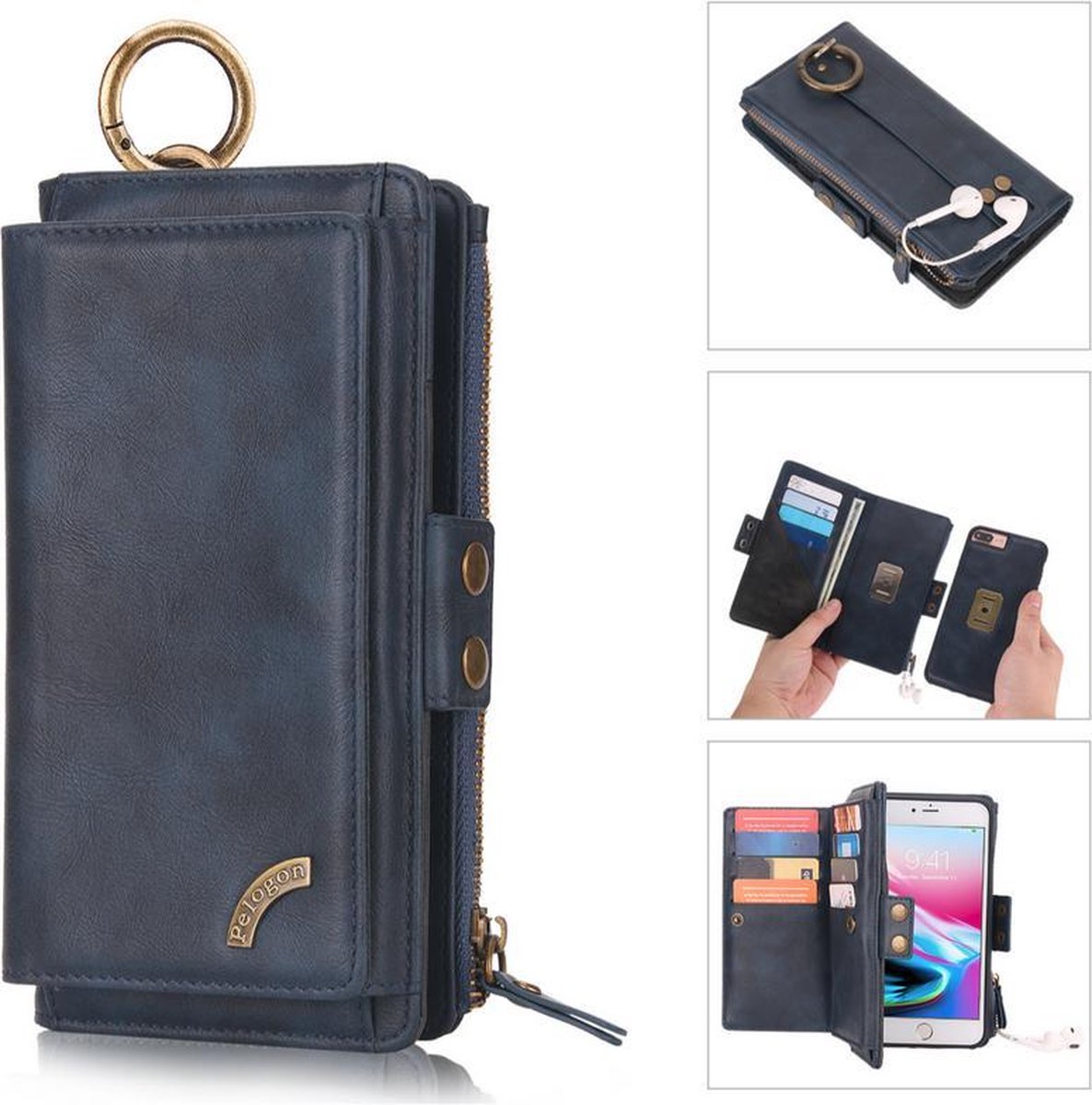 Samsung Galaxy S20 Plus Pelogon Luxe/Hoesje/Portemonnee/Boekhoesje/Bookcase voor 12 pasjes bruikbaar donkerblauw