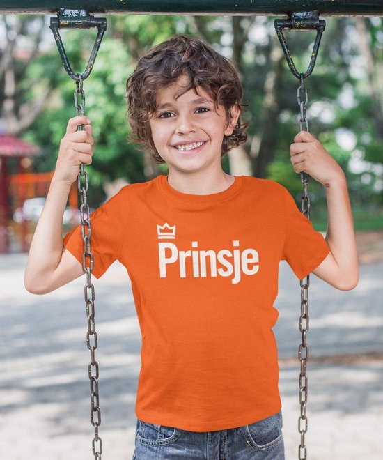 Oranje Koningsdag T-Shirt Kind Prinsje (5-6 jaar - MAAT 110/116) | Oranje kleding & shirts | Feestkleding