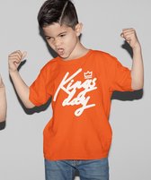 Oranje Koningsdag T-Shirt Kind Kingsday Crown (3-4 jaar - MAAT 98/104) | Oranje kleding & shirts | Feestkleding