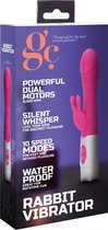 Rabbit Vibrator - Pink - Silicone Vibrators - G-Spot Vibrators - Rabbit Vibrators