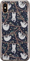 iPhone X/XS hoesje - Luiaard - Soft Case Telefoonhoesje - Print - Zwart