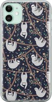 iPhone 11 hoesje - Luiaard - Soft Case Telefoonhoesje - Print - Zwart