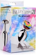 Rainbow Prism Heart Anal Plug - Small - Silver - Butt Plugs & Anal Dildos