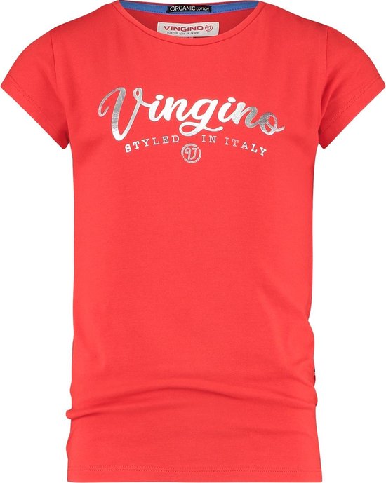 Vingino T-shirt Essentials Met Logo Meisjes Katoen Rood Mt 152